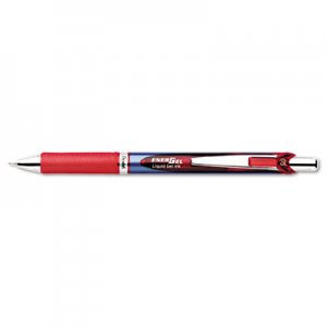 Pentel PENBLN75B EnerGel RTX Retractable Liquid Gel Pen, .5mm, Silver/Red Barrel, Red Ink