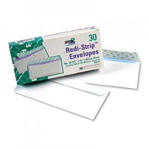 Quality Park 69112 Redi-Strip Security Tinted Envelope, Contemporary, #10, White, 30/Box