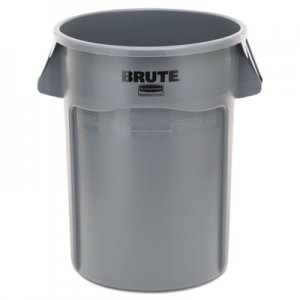 Rubbermaid Commercial 264360GY Brute Vented Trash Receptacle, Round, 44 gal, Gray