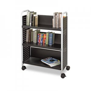 Safco 5336BL Scoot Book Cart, Three-Shelf, 33w x 14-1/4d x 44-1/4h, Black