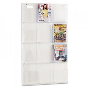 Safco 5602CL Reveal Clear Literature Displays, 12 Compartments, 30w x 2d x 49h, Clear
