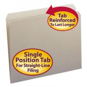 Smead 12310 File Folders, Straight Cut, Reinforced Top Tab, Letter, Gray, 100/Box