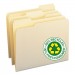 Smead 10339 100% Recycled File Folders, 1/3 Cut, One-Ply Top Tab, Letter, Manila, 100/Box