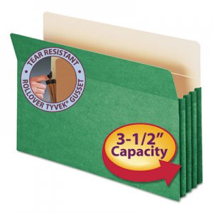 Smead 74226 3 1/2" Exp Colored File Pocket, Straight Tab, Legal, Green