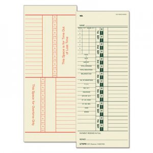 TOPS 1257 Time Card for Acroprint/Simplex, Weekly, Two-Sided, 3 1/2 x 9, 500/Box