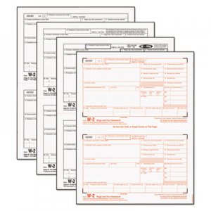 TOPS 22990 W-2 Tax Forms, 4-Part, 8 1/2 x 5 1/2, Inkjet/Laser, 50 W-2s