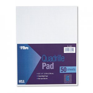 TOPS 33061 Quadrille Pads, 6 Squares/Inch, 8 1/2 x 11, White, 50 Sheets