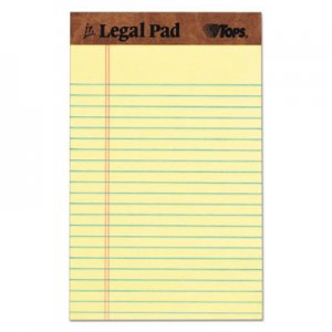 TOPS 7501 The Legal Pad Ruled Perforated Pads, 5 x 8, Canary, 50 Sheets, Dozen