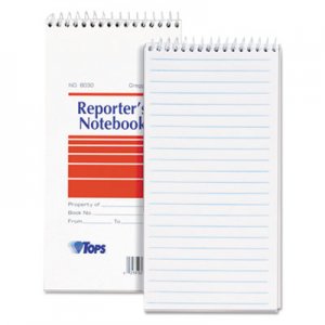 TOPS 8030 Reporter Notebook, Legal/Wide, 4 x 8, White, 70 Sheets, Dozen