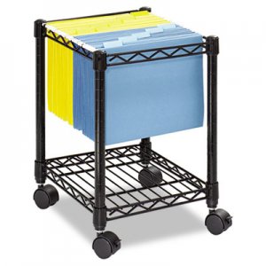 Safco 5277BL Compact Mobile Wire File Cart, One-Shelf, 15-1/2w x 14d x 19-3/4h, Black