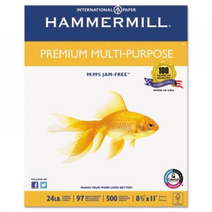 Hammermill HAM105810 Premium Multipurpose Paper, 24-lb., 8-1/2 x 11, White, 2500/Carton