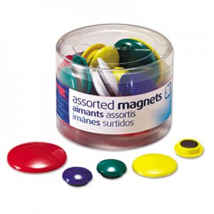 Officemate 92500 Assorted Magnets, Circles, Assorted Sizes and Colors, 30 per Tub