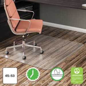 deflecto CM21242COM EconoMat Anytime Use Chair Mat for Hard Floor, 45 x 53, Clear
