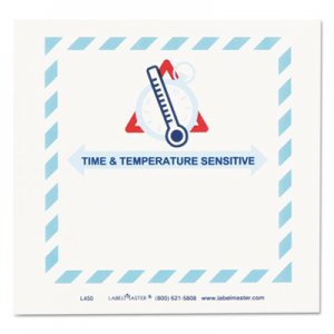 LabelMaster LMTL450 Shipping and Handling Self-Adhesive Labels, TIME and TEMPERATURE SENSITIVE, 5.5 x 5, Blue/Gray/Red/White