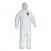 KleenGuard KCC44323 A40 Elastic-Cuff and Ankle Hooded Coveralls, White, Large, 25/Carton