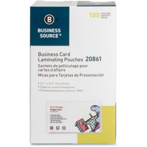 Business Source 20861 Business Card Laminating Pouch