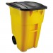 Rubbermaid Commercial RCP9W27YEL Brute Rollout Container, Square, Plastic, 50 gal, Yellow