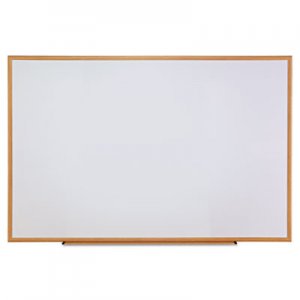 Universal UNV43621 Dry-Erase Board, Melamine, 72 x 48, White, Oak-Finished Frame