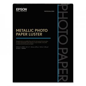 Epson EPSS045596 Professional Media Metallic Photo Paper Luster, White, 8 1/2 x 11, 25 Sheets
