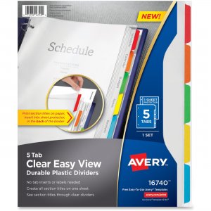 Avery 16740 Clear View Plastic Dividers