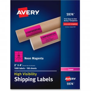 Avery 5974 High-Visibility Neon Shipping Labels
