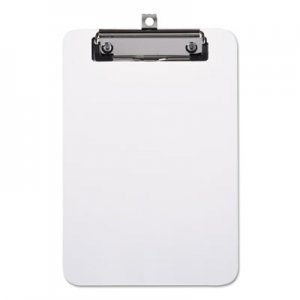 Universal UNV40312 Plastic Clipboard with Low Profile Clip, 1/2" Capacity, Holds 5 x 8, Clear