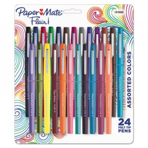 Paper Mate PAP1978998 Limited Edition Point Guard Flair Stick Porous Point Pen, Medium 0.7mm, Tropical Ink/Barrel, 24/Set