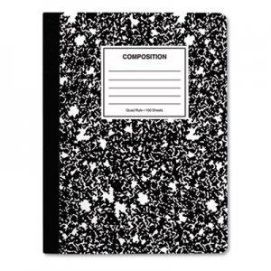 Universal UNV20957 Composition Book, 4 sq/in Quadrille Rule, Black Marble, 9.75 x 7.5, 100 Sheets, 6/Pack