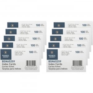 Business Source 65259BX Ruled White Index Cards