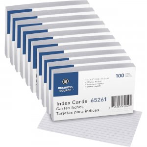 Business Source 65261BX Ruled White Index Cards
