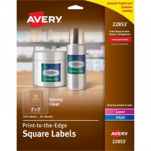 Avery 22853 Easy Peel Glossy Clear Labels
