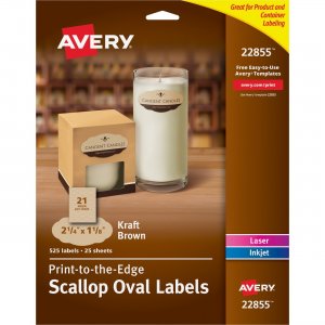 Avery 22855 Kraft Brown Scalloped Labels