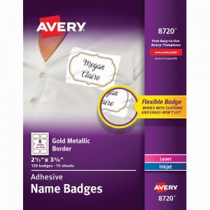Avery 8720 Metallic Border Adhesive Name Badges