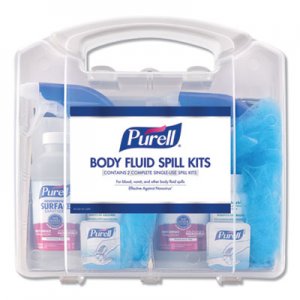 PURELL GOJ384101CLMS Body Fluid Spill Kit, 4.5" x 11.88" x 11.5", One Clamshell Case with 2 Single