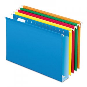 Pendaflex PFX5143X2ASST Extra Capacity Reinforced Hanging File Folders with Box Bottom, Legal Size, 1/5-Cut Tab, Assorted, 25/Box