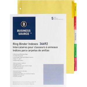 Business Source 36692BX Insertable Tab Ring Binder Indexes