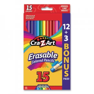 Cra-Z-Art CZA1045948 Erasable Colored Pencils, 15 Assorted Lead/Barrel Colors, 15/Set