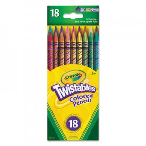 Crayola CYO687418 Twistables Colored Pencils, 2 mm, 2B (#1), Assorted Lead/Barrel Colors, 18/Pack