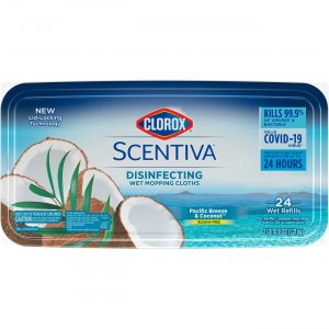 Clorox 32034 Scentiva Disinfecting Wet Mopping Pad Refills, Bleach-Free