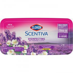 Clorox 32033CT Scentiva Disinfecting Wet Mopping Pad Refills, Bleach-Free
