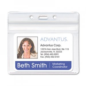 Advantus 75523 Resealable ID Badge Holder, Horizontal, 3 3/4 x 2 5/8, Clear, 50/Pack