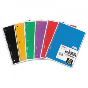 Mead 05512 Spiral Bound Notebook, Perforated, College Rule, 10.5 x 7.5, White, 70 Sheets