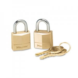 Master Lock MLK120T Three-Pin Brass Tumbler Locks, 3/4" Wide, 2 Locks & 2 Keys, 2/Pack