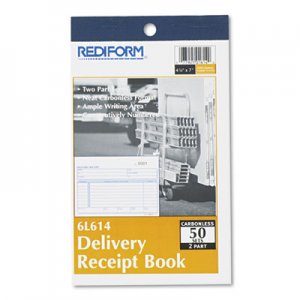 Rediform RED6L614 Delivery Receipt Book, 6 3/8 x 4 1/4, Two-Part Carbonless, 50 Sets/Book