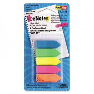 Redi-Tag 32118 SeeNotes Transparent-Film Arrow Page Flags, Assorted Colors, 50/Pad, 5 Pads