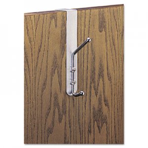 Safco 4166 Over-The-Door Double Coat Hook, Chrome-Plated Steel, Satin Aluminum Base
