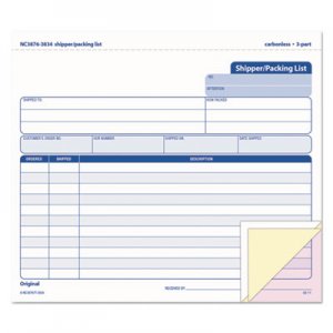 TOPS TOP3834 Snap-Off Shipper/Packing List, 8 1/2 x 7, Three-Part Carbonless, 50 Forms