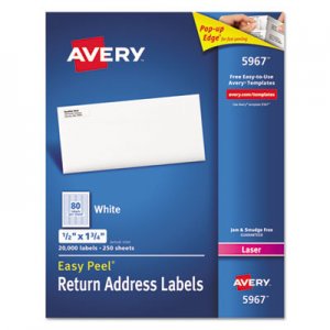 Avery 5967 Shipping Labels with TrueBlock Technology, 1/2 x 1 3/4, White, 20000/Box
