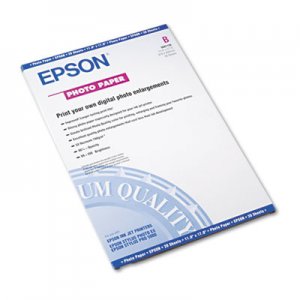 Epson S041156 Glossy Photo Paper, 60 lbs., Glossy, 11 x 17, 20 Sheets/Pack