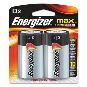 Energizer EVEE95BP2 MAX Alkaline Batteries, D, 2 Batteries/Pack